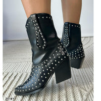 Botin texano negro apliques plateado tacon 7cm  HX3108-B9500