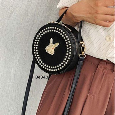 Bolso negro aplique dorado perlas  18cm*  18cm  BL10#  C-B