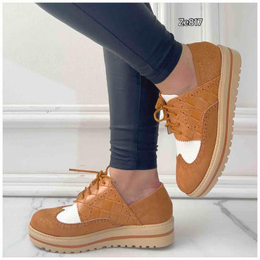 Zapato café textura suela 3cm N20-659  C8