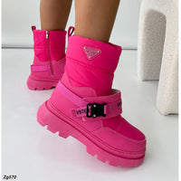 Botin rosado detalles correa suela 4cm   NB613  C-69