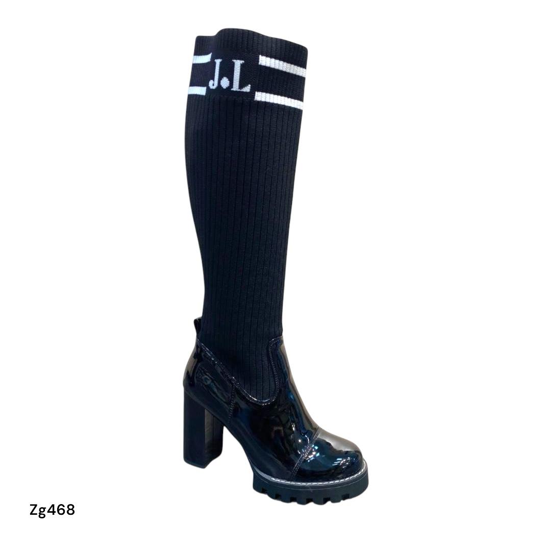 Bota caña alta negro charol tacon 10cm  BT55#  C-1