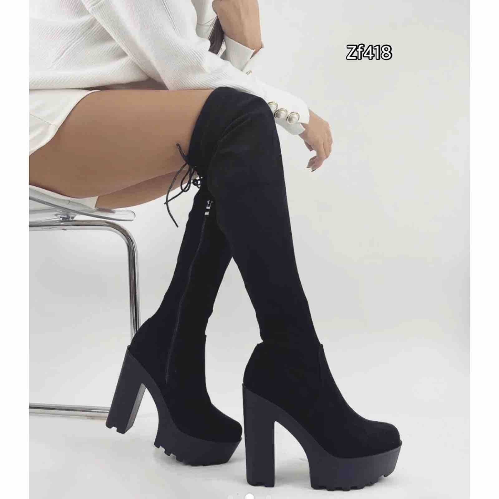 Bota caña alta negra tacon 12cm  HD-236  C14