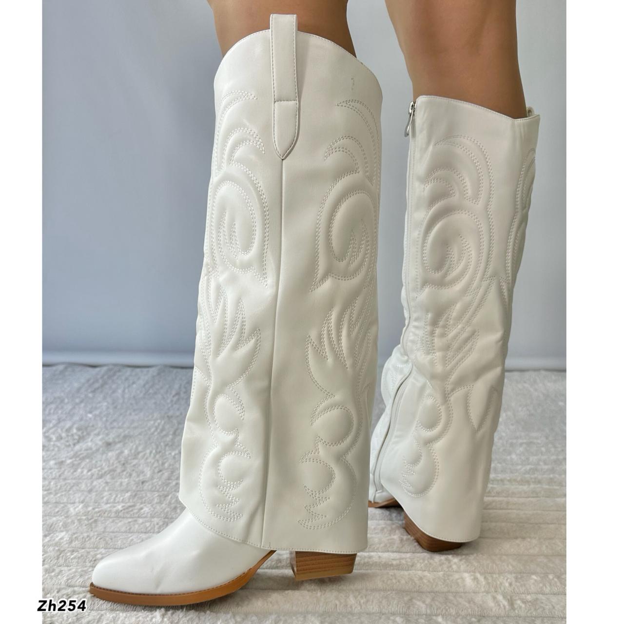 Bota texana blanco doblez tacon 7cm  HX3157-B9545