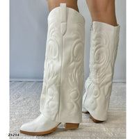 Bota texana blanco doblez tacon 7cm  HX3157-B9545