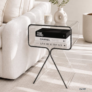 Mesa auxiliar en triangulo acrilico transparente  39cm* 30cm* 45cm