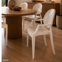 Silla blanca en plastico policarbonado  50cm* 49cm* 93cm* 47cm