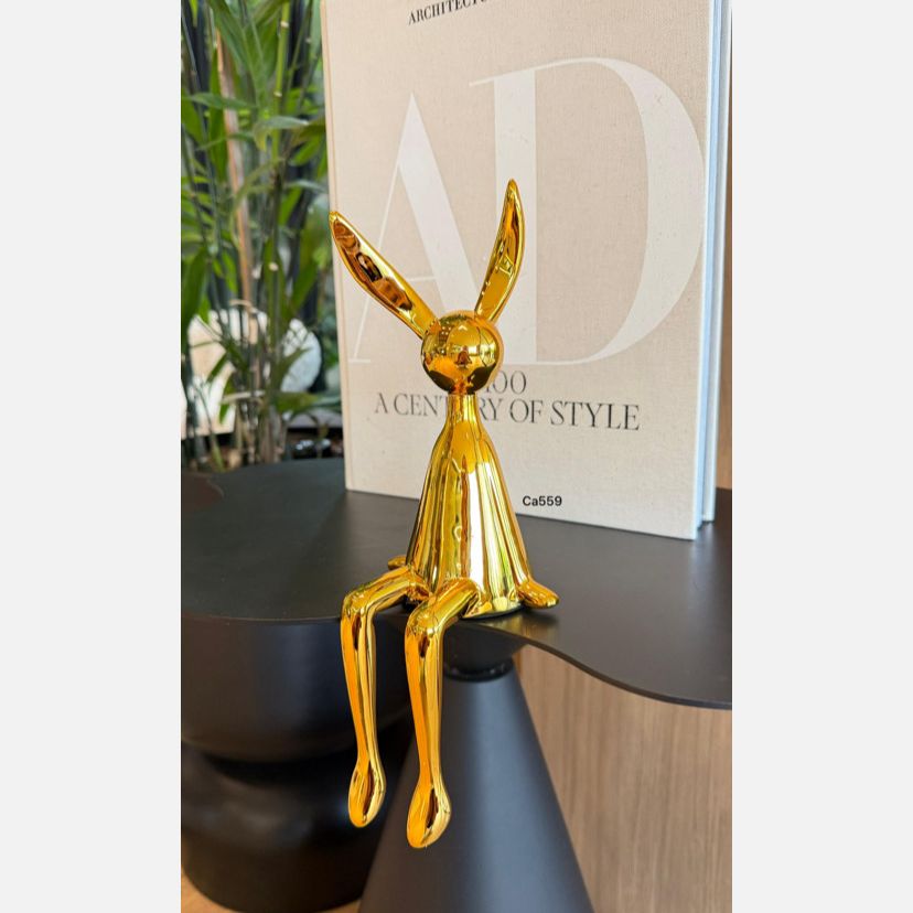 Articulo decorativo conejo dorado pequeño  9cm* 9cm* 28cm