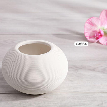 Florero circular blanco ceramica 15cm* 15cm* 11cm