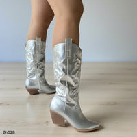 Bota texana plateado tacon 7cm   255-036