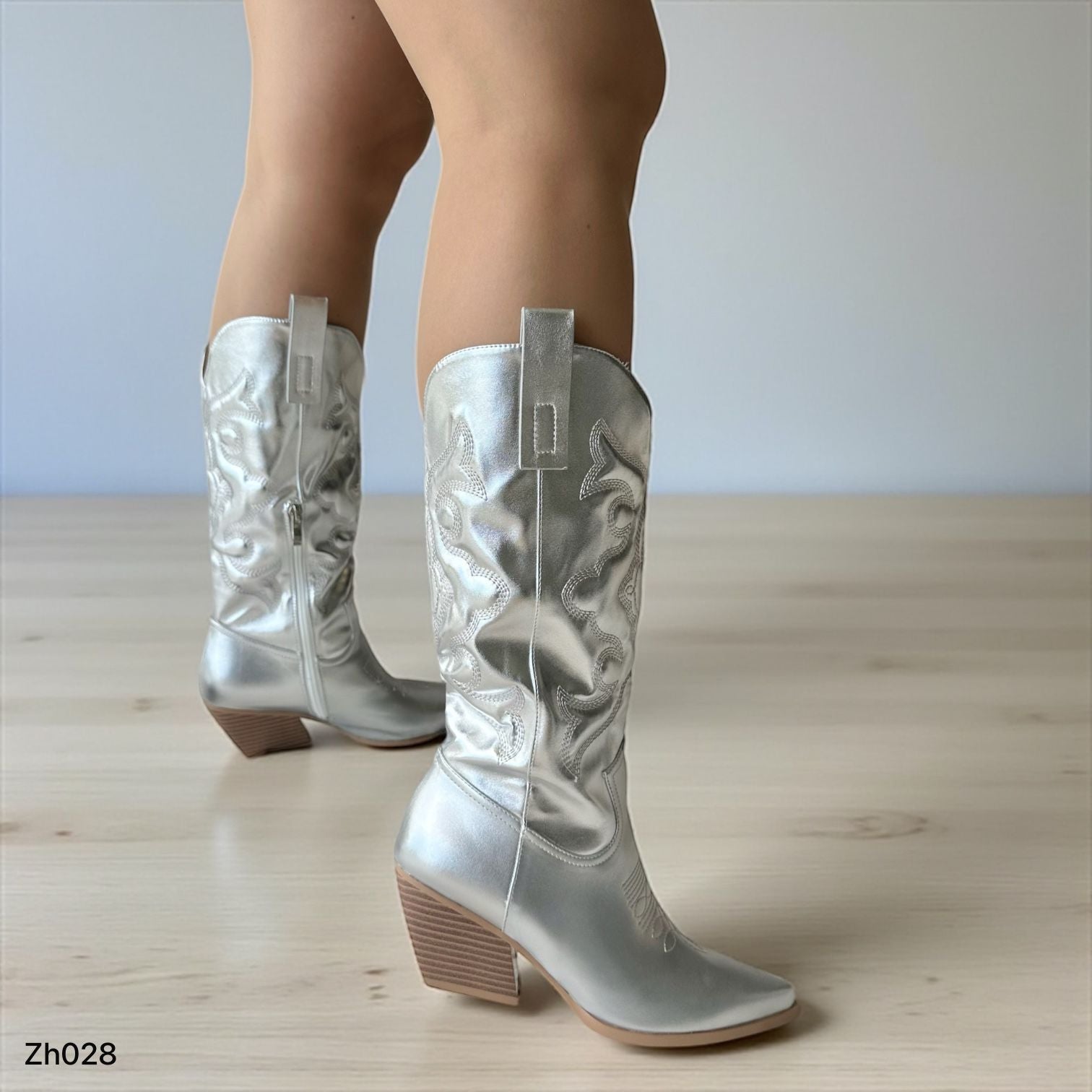 Bota texana plateado tacon 7cm   255-036