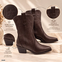 Botin texano café tacon 6cm  HX3168-C1765