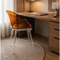 Silla naranja transparente en Plástico policarbonado  36cm* 32cm* 44cm