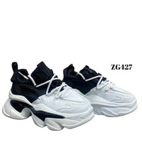 Tenis blanco/negro suela 6cm  9268  C-2