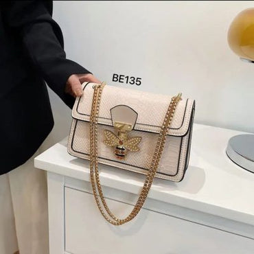 Bolso palo de rosa aplique cadena dorada  22cm*14cm    1196   C-B