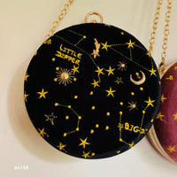 Bolso negro redondo apliques dorados circunferencia 18cm  BAG23  C-B