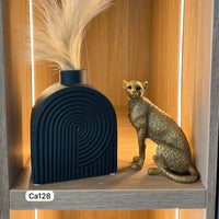 Jarron negro textura p ceramica  13cm* 6.5cm* 17cm