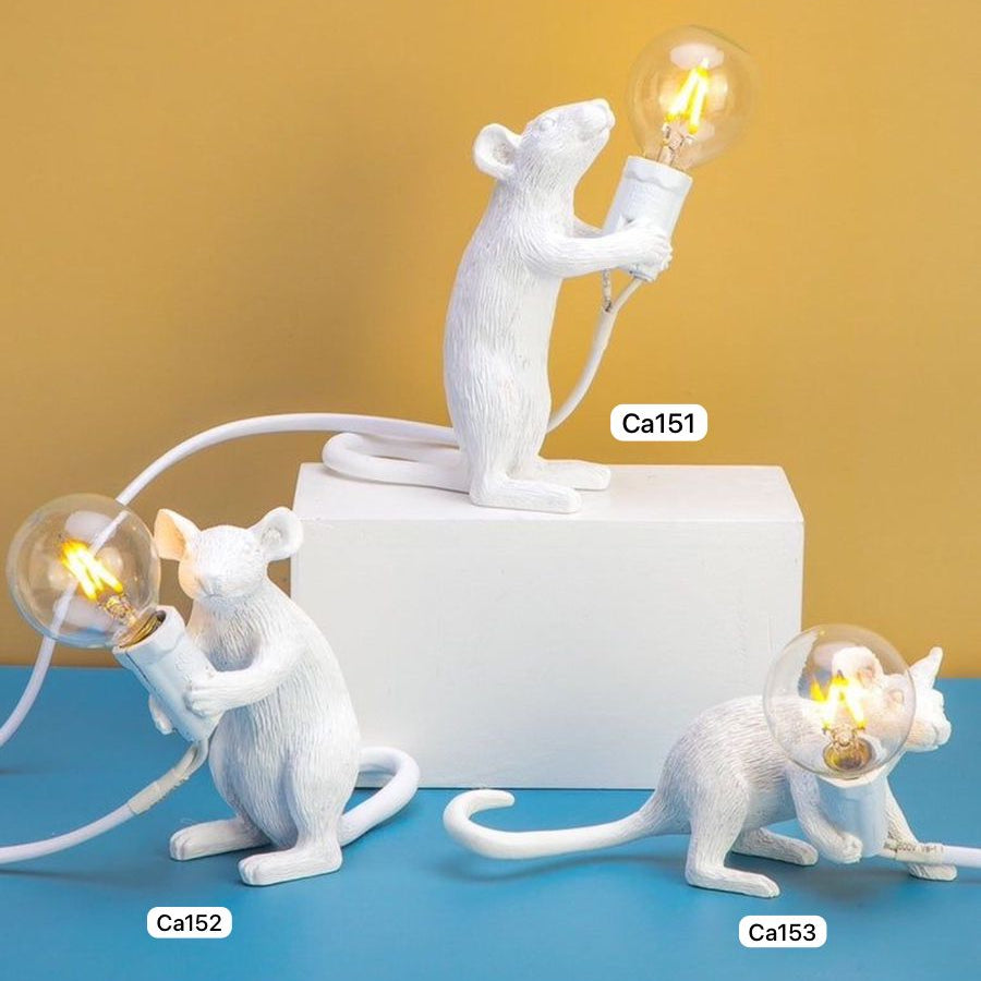 Lampara de raton blanca sentado  10cm* 9cm* 3cm