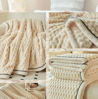 Cobija beige borde blanco 200cm* 230cm