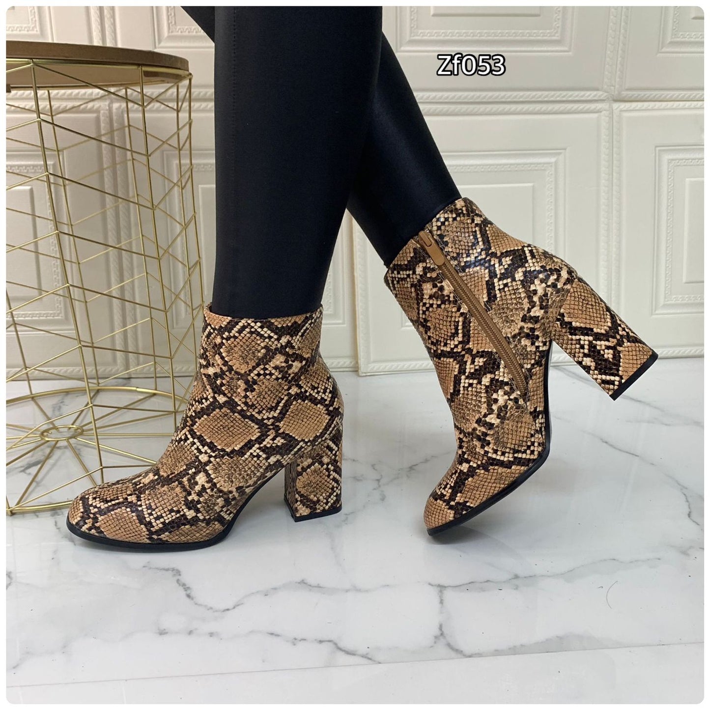 Botin beige textura tacon 8cm   FR366  C10