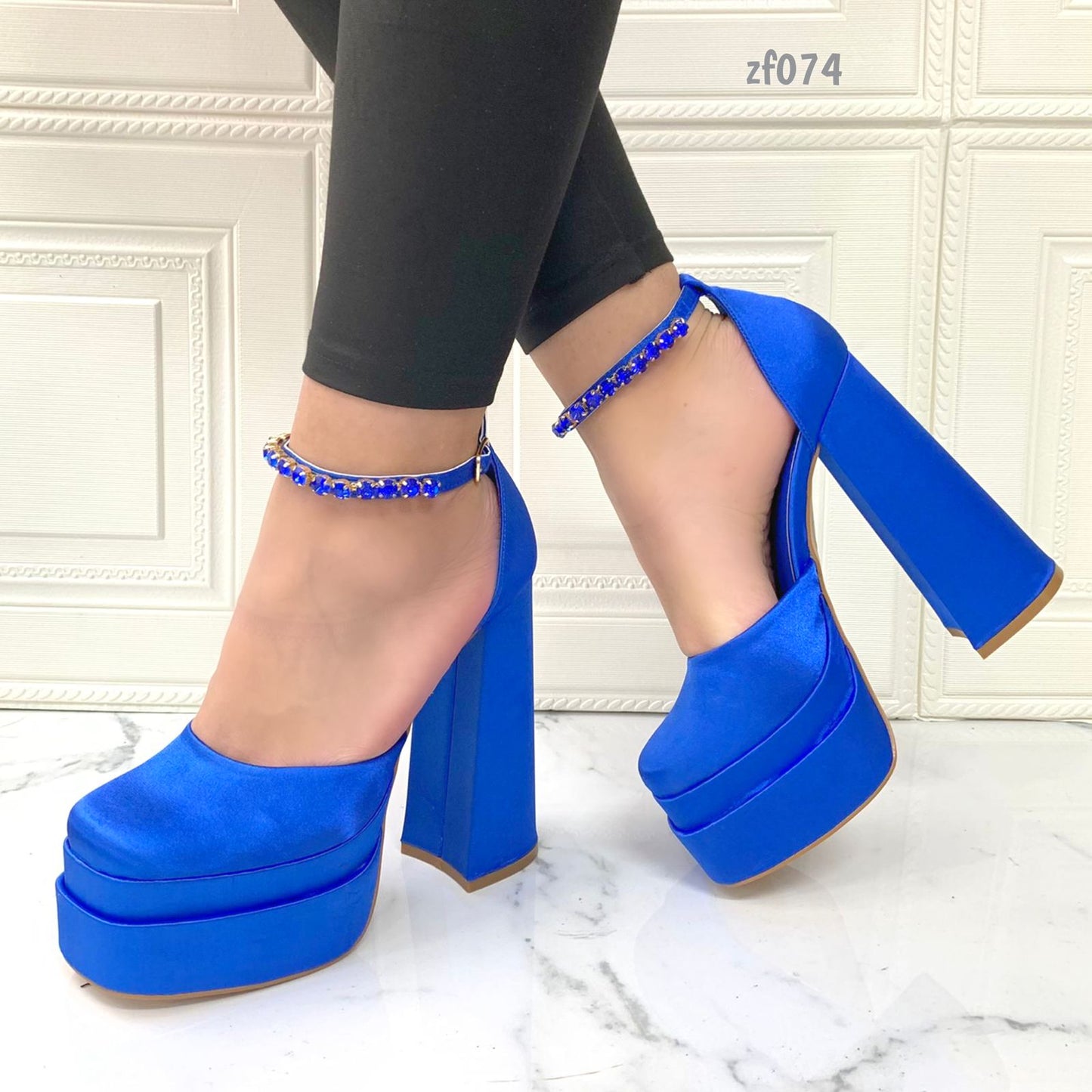 tacon azul apliques  15cm  NA43  C29