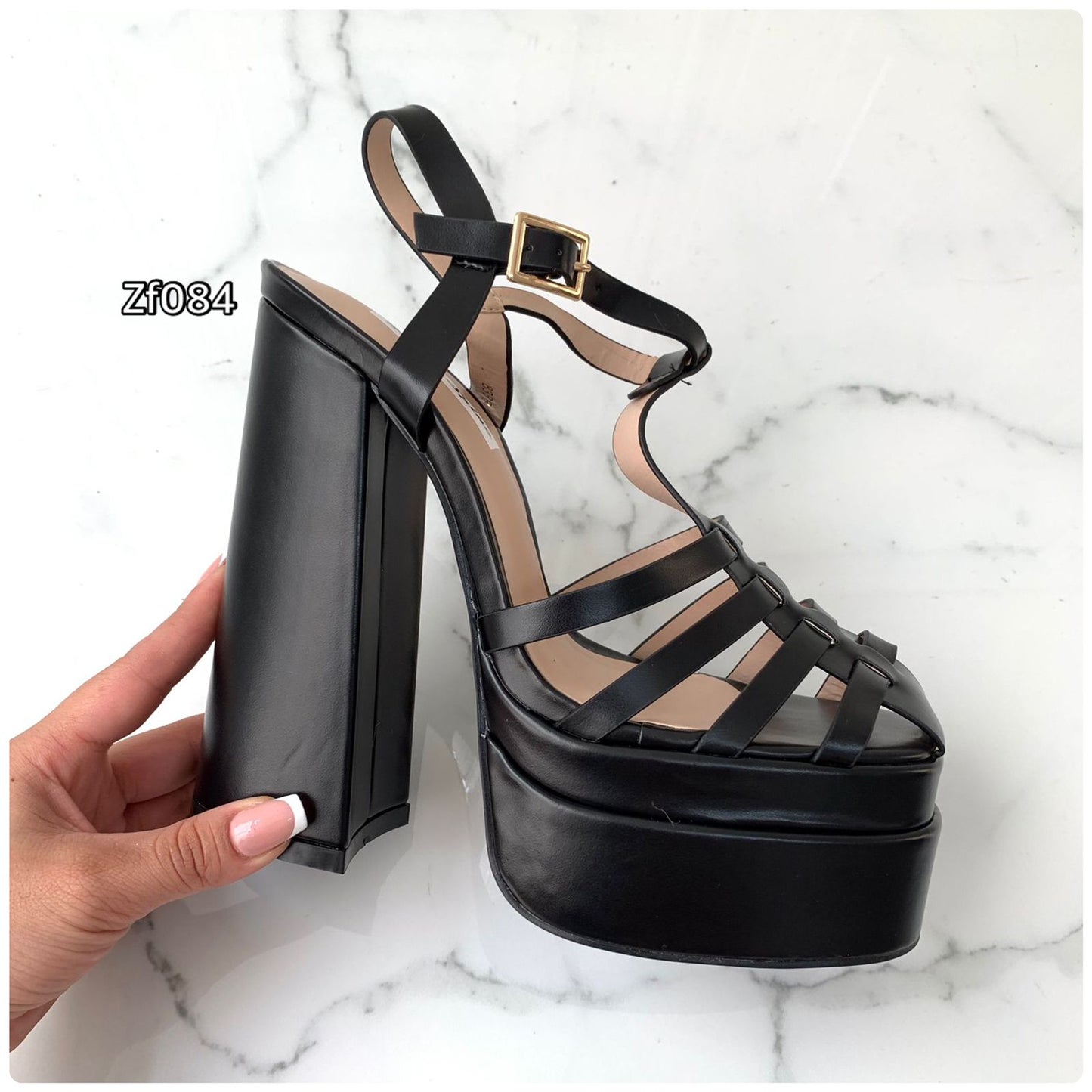 Sandalia negra tacon 15cm   8388   C32