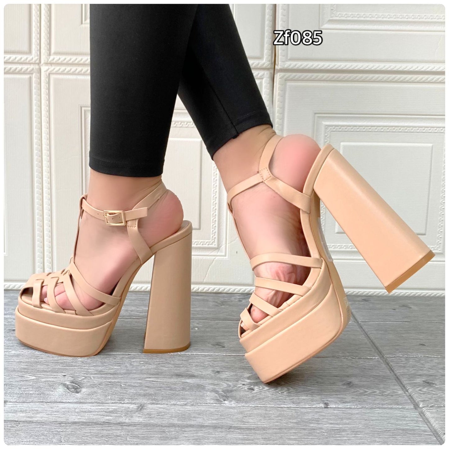 Sandalia beige tacon 15cm   8388   C32