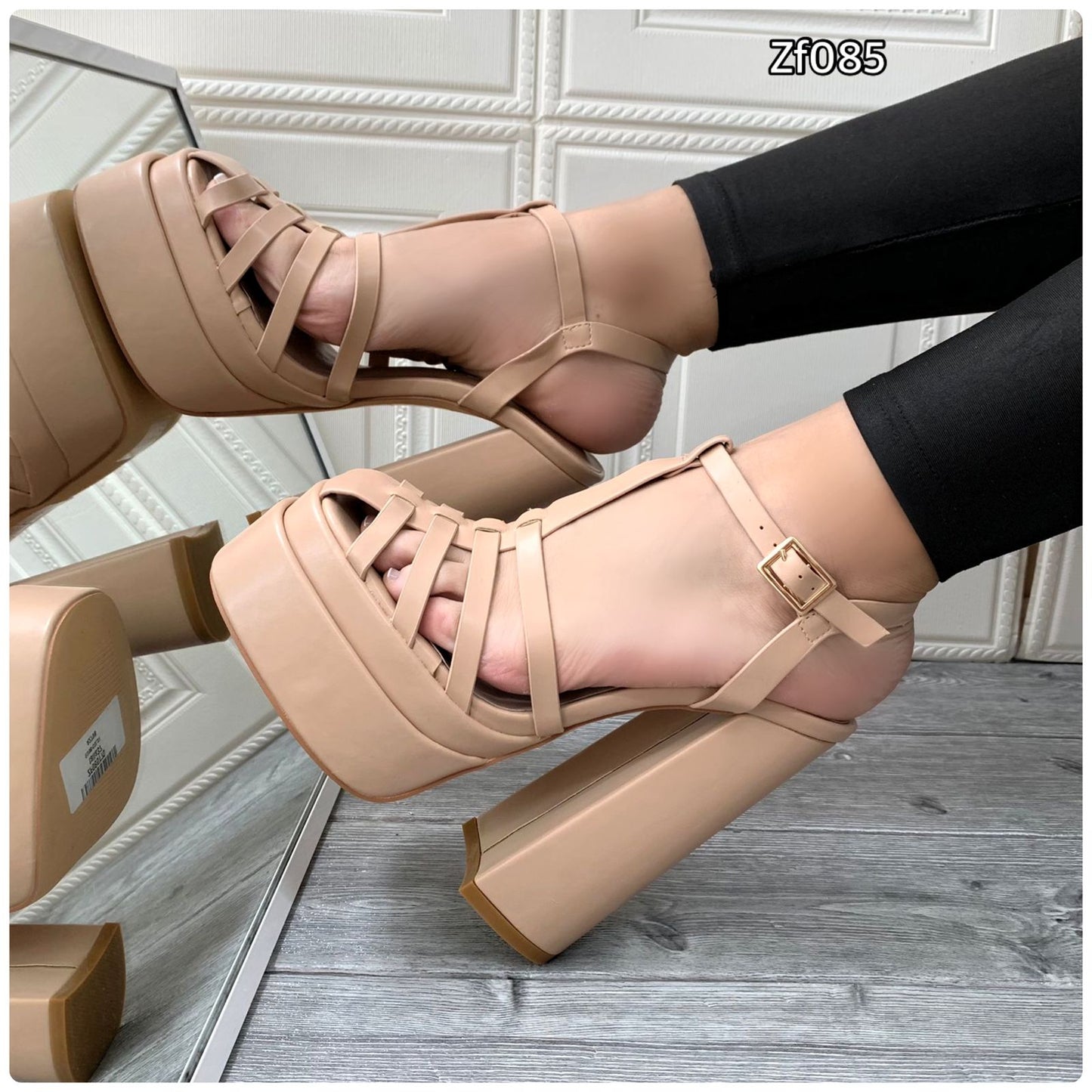 Sandalia beige tacon 15cm   8388   C32