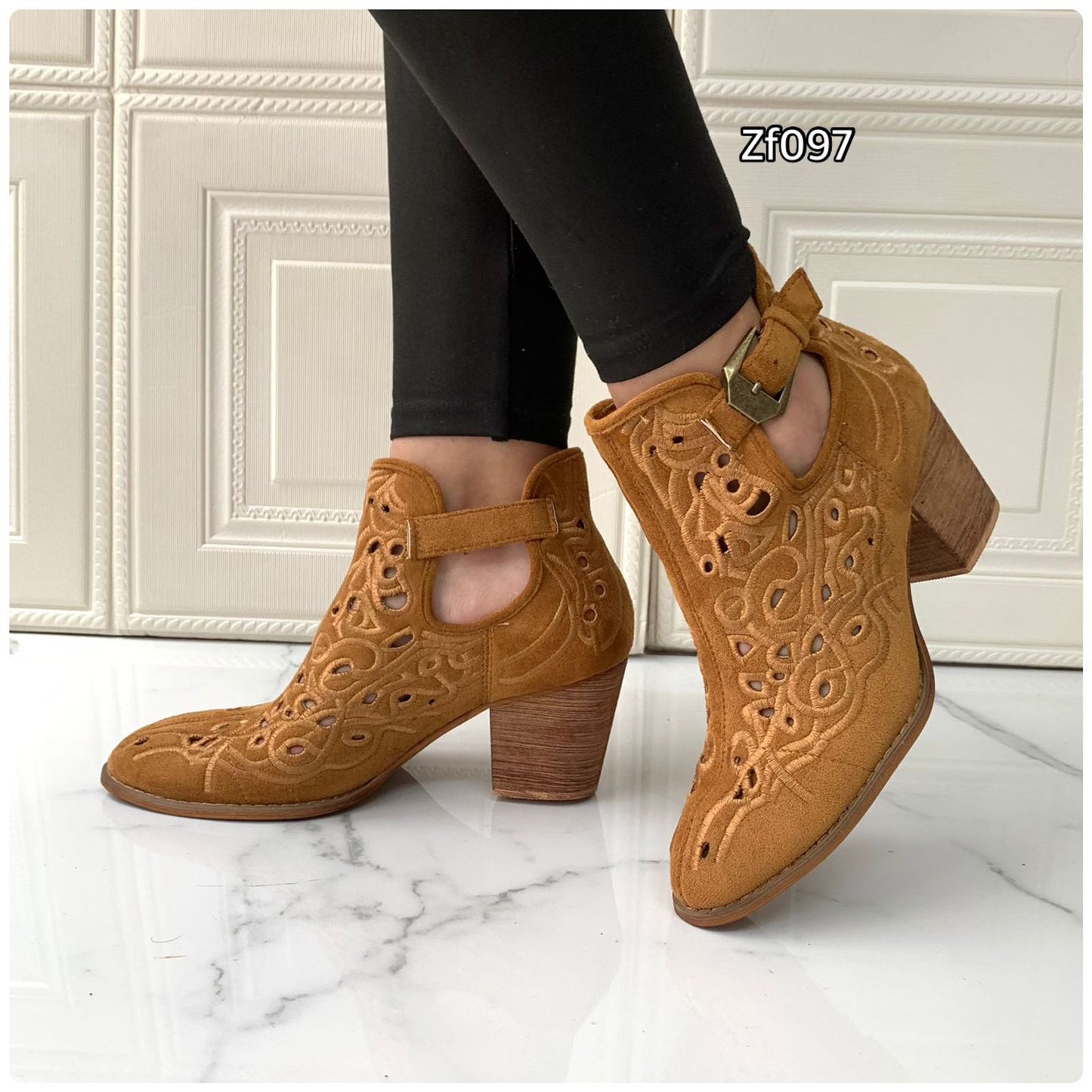 Botin café correa tacon 7cm   VE507   C6