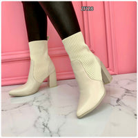 Botin beige tacon 8cm  5616   C40