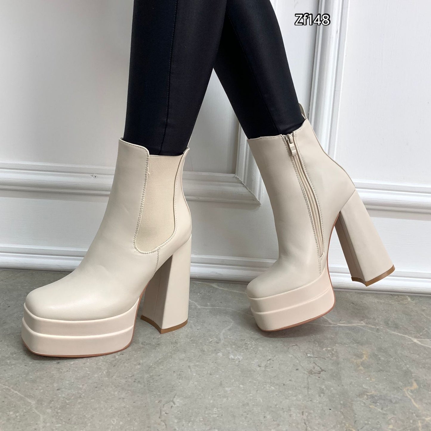 Botin beige tacon 13cm  5638  C40