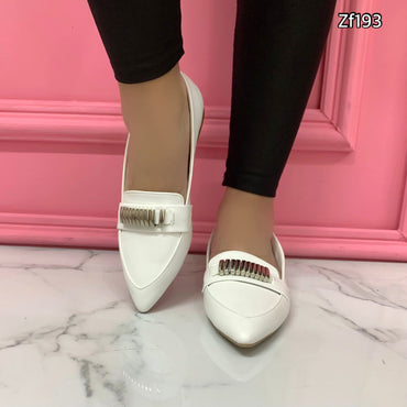 Baleta blanca apliques plateados   2093   C7