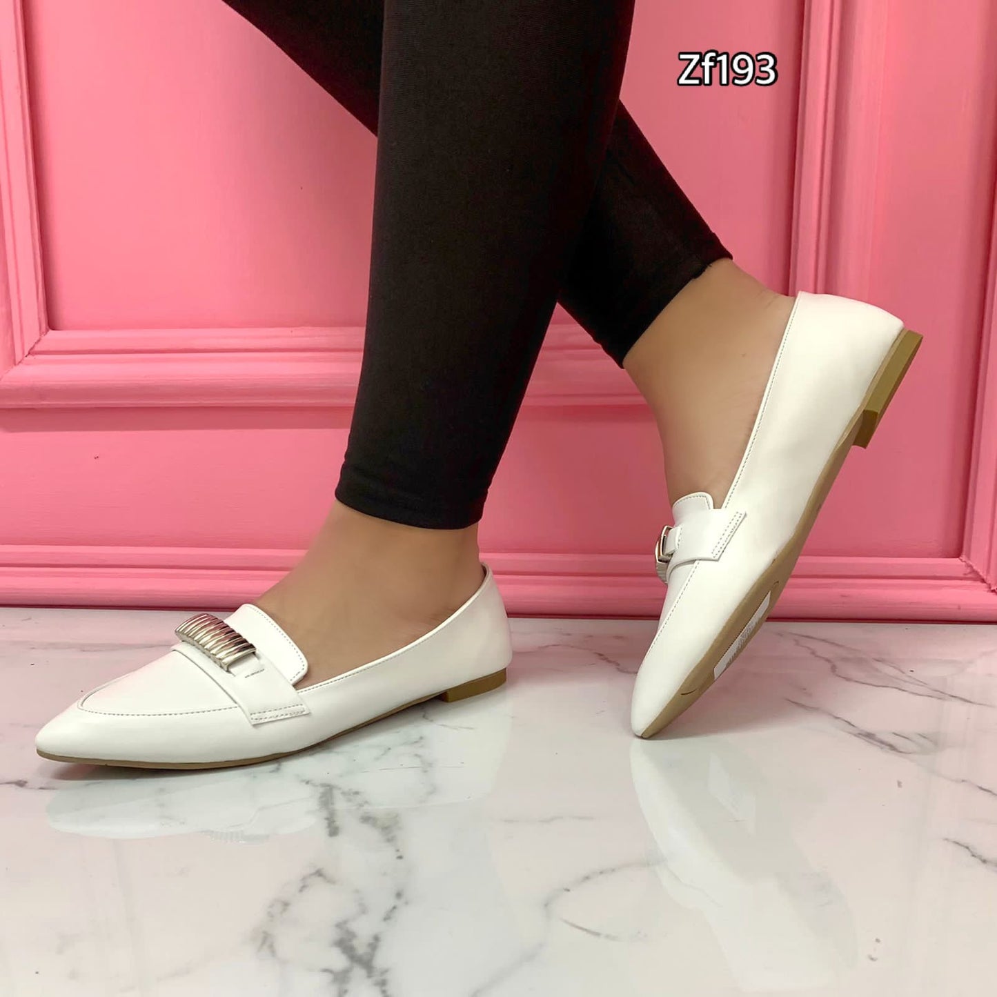 Baleta blanca apliques plateados   2093   C7
