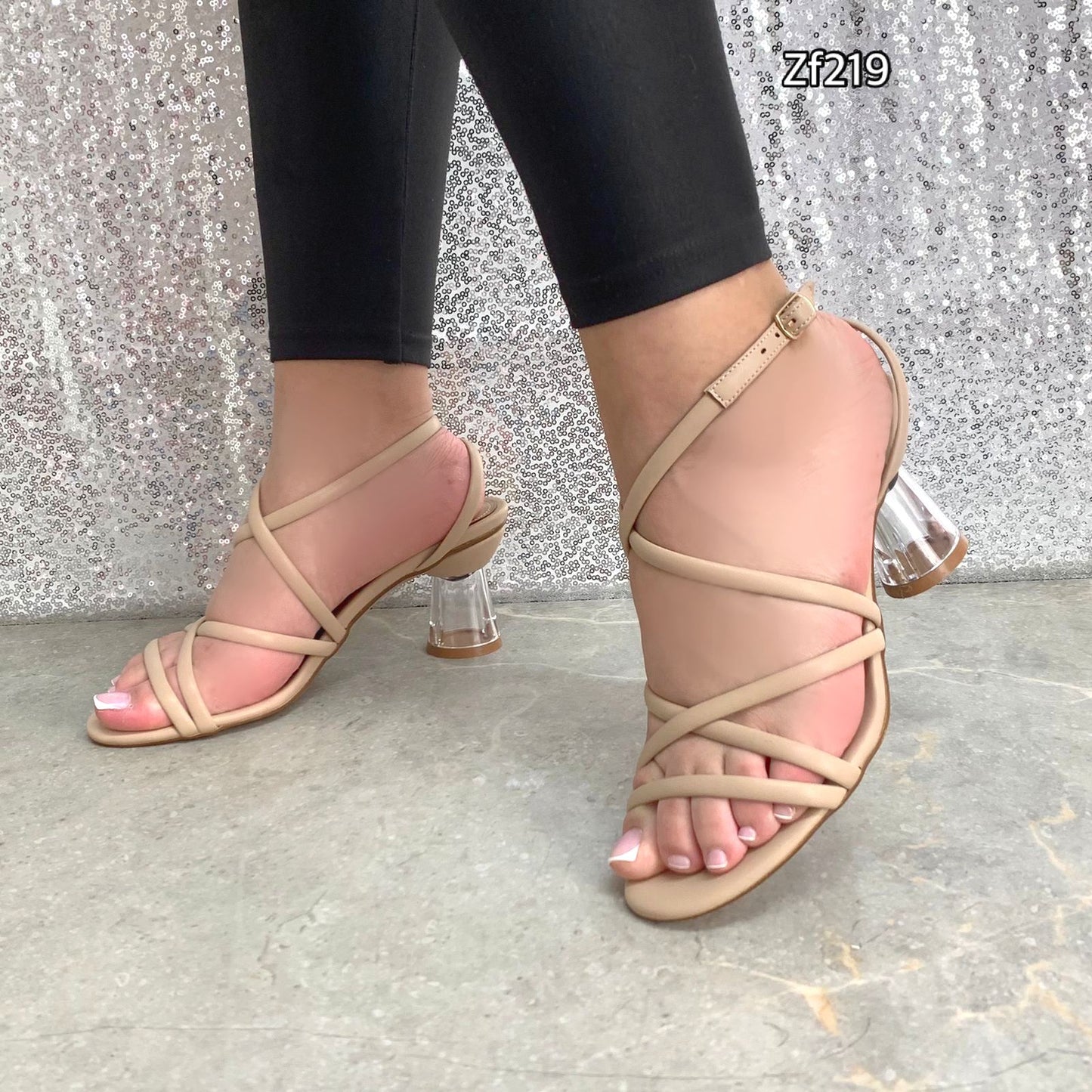 Sandalia beige tacon 7cm  6305   C9