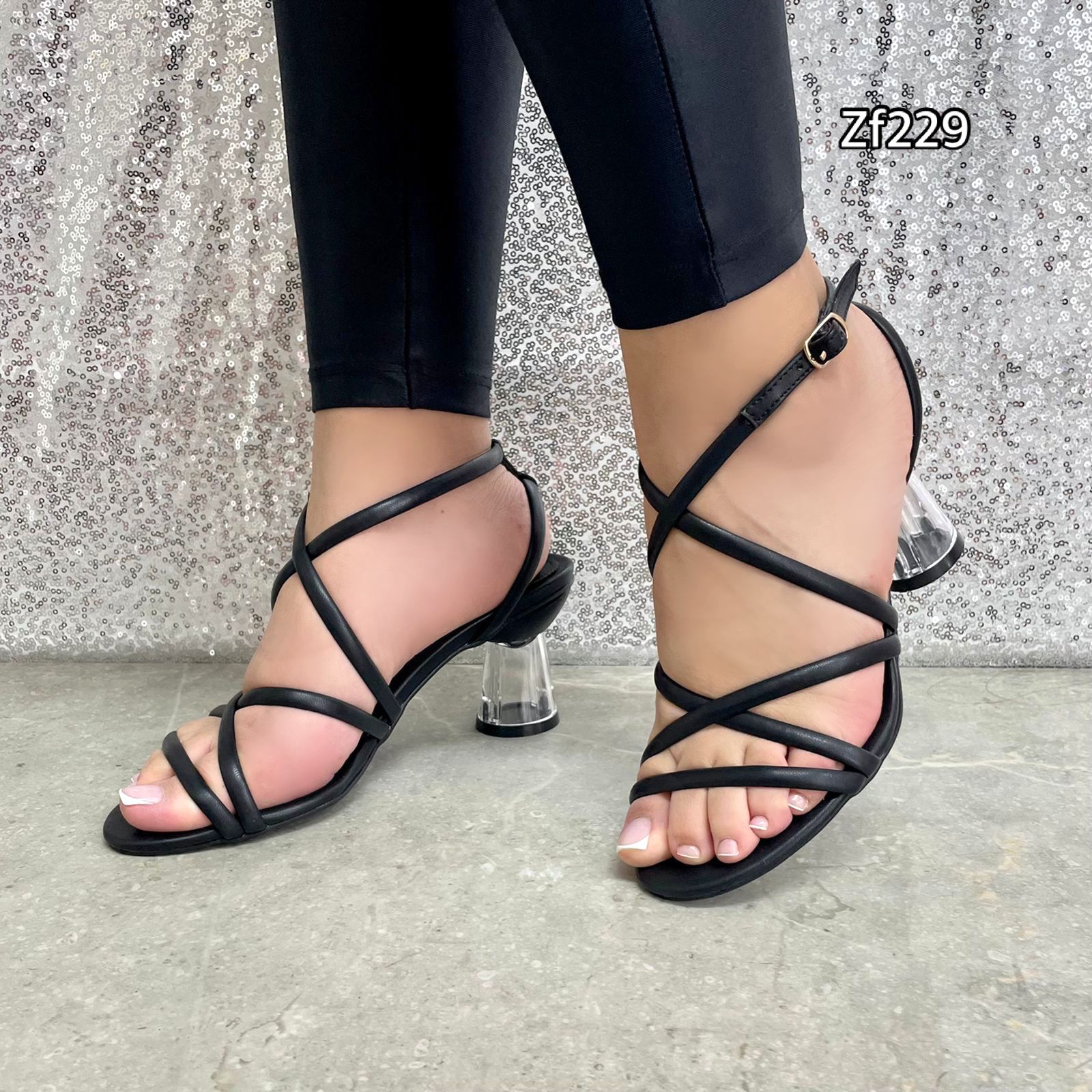 Sandalia negro tacon 7cm  6305   C9