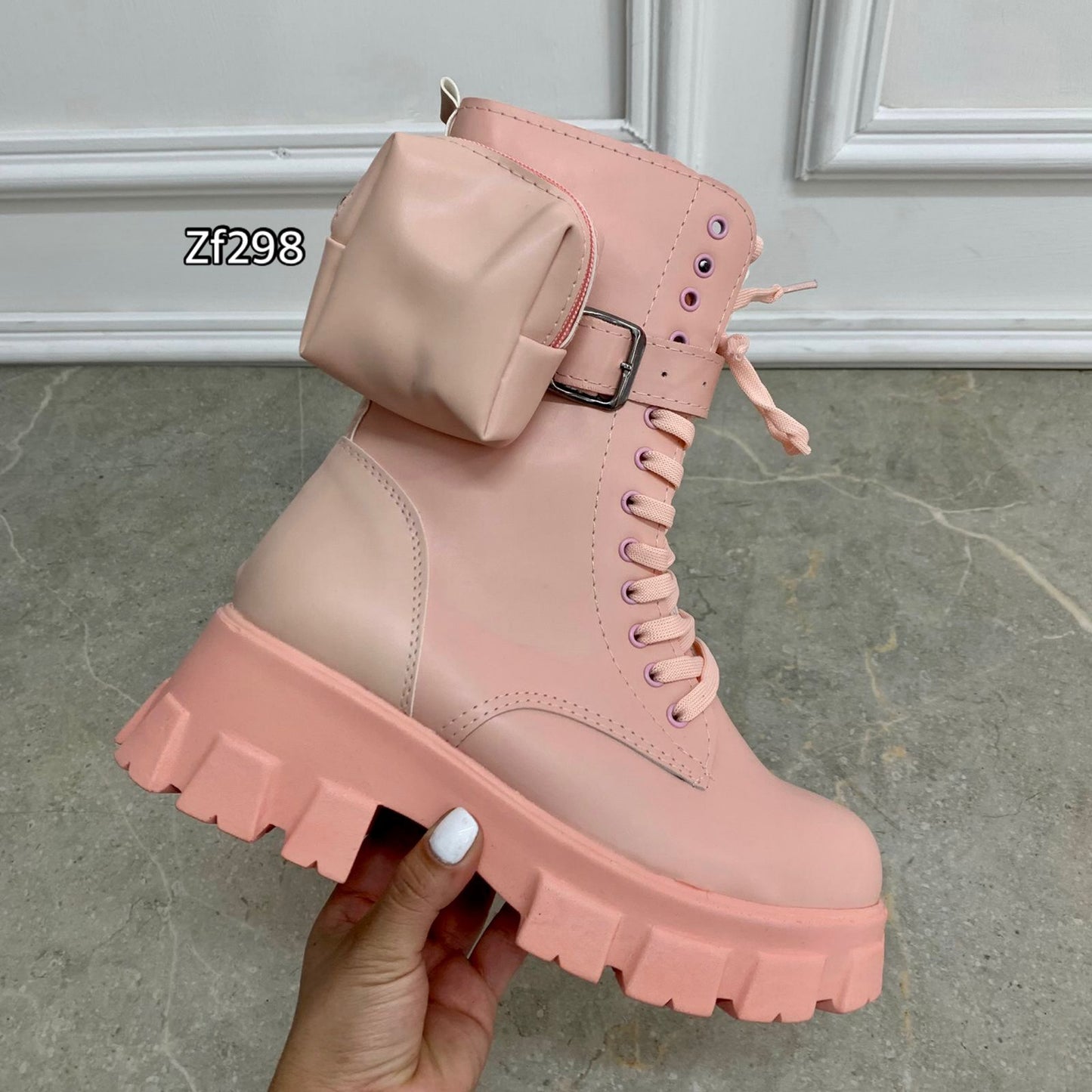 Botin rosa bolsito suela 5cm   B22   C1