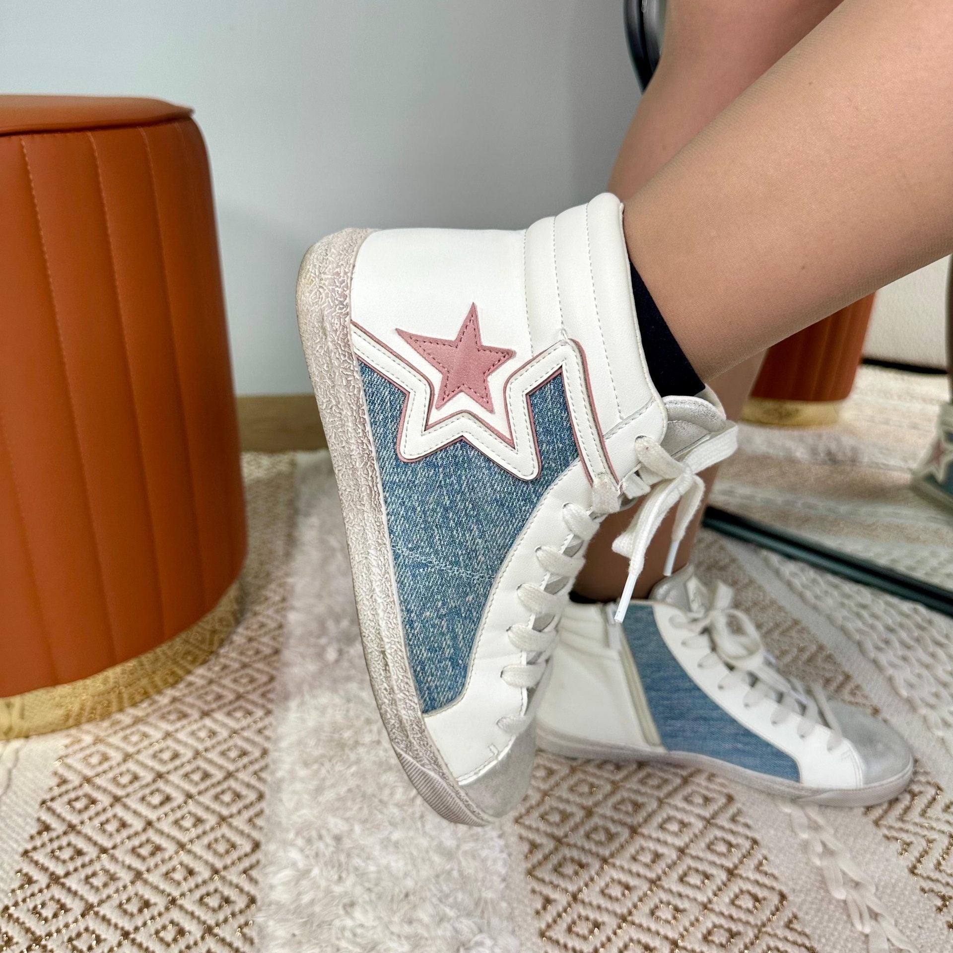Tenis blanco textura azul suela 2cm   FY0616-2  C-59
