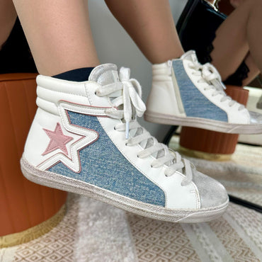 Tenis blanco textura azul suela 2cm   FY0616-2  C-59