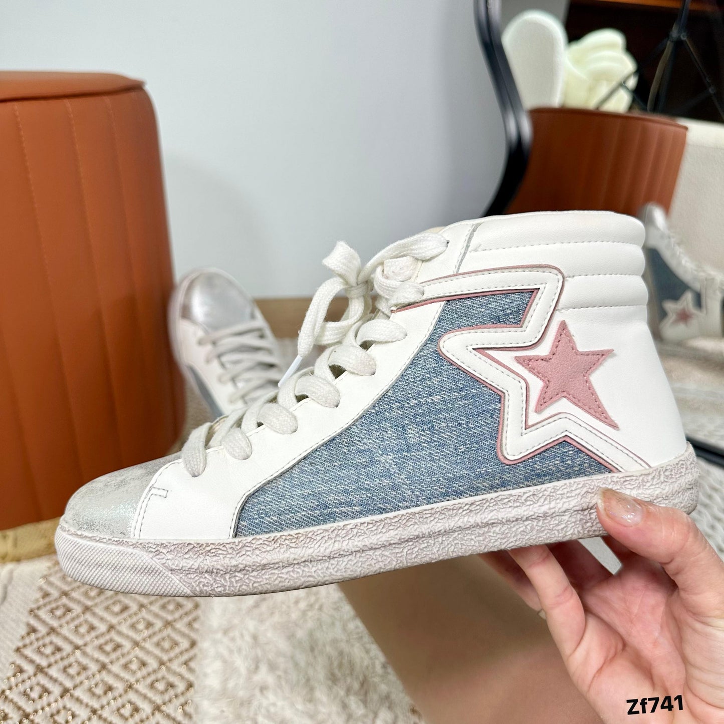 Tenis blanco textura azul suela 2cm   FY0616-2  C-59