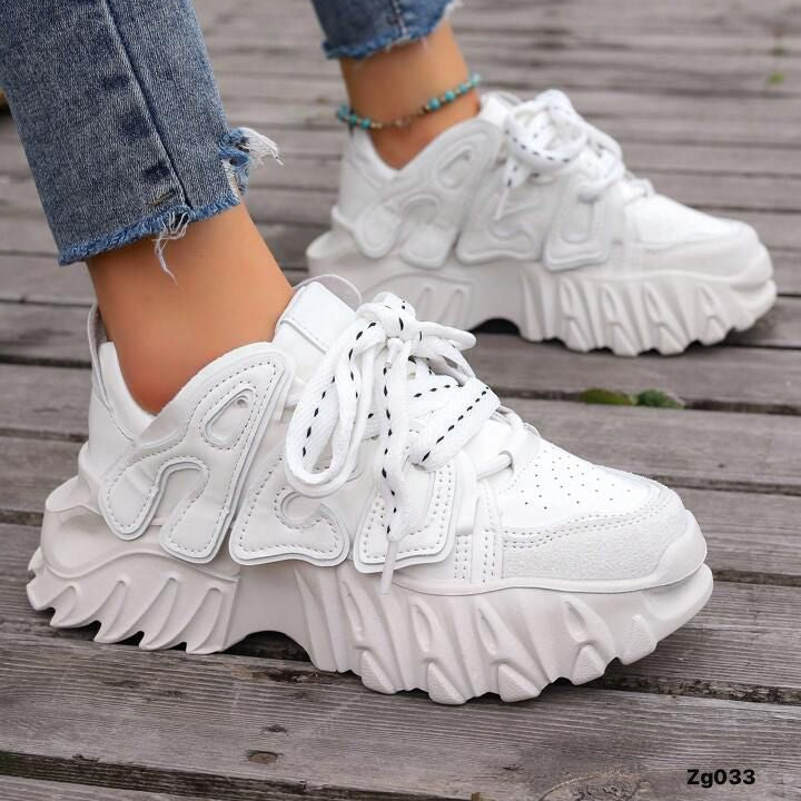Tenis blanco detalles letras suela 5cm  TN04#  C-1