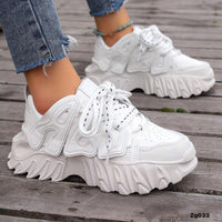 Tenis blanco detalles letras suela 5cm  TN04#  C-1