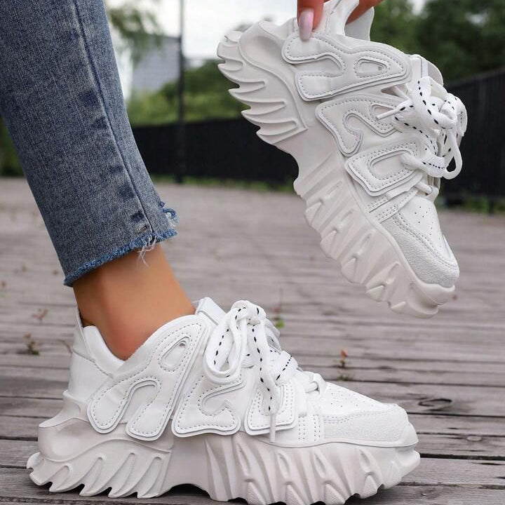 Tenis blanco detalles letras suela 5cm  TN04#  C-1