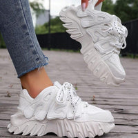 Tenis blanco detalles letras suela 5cm  TN04#  C-1