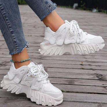 Tenis blanco detalles letras suela 5cm  TN04#  C-1