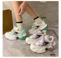 Tenis blanco detalles morado suela 6cm  88805   C-2