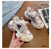 Tenis blanco detalles morado suela 6cm  88805   C-2