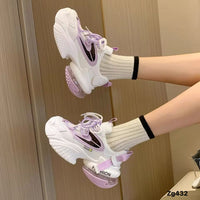 Tenis blanco detalles morado suela 6cm  88805   C-2