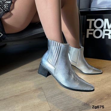 Botin texano plateado resorte tacon 5cm  CYM033   C-89