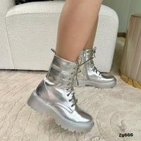 Botin plateado suela 5cm   1608  C-65