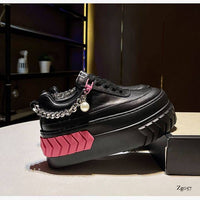 Tenis negro detalle rosado cadena plataforma 5cm  TN05#  C-1