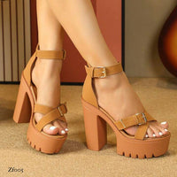 Sandalia café tacon 12cm   22-1